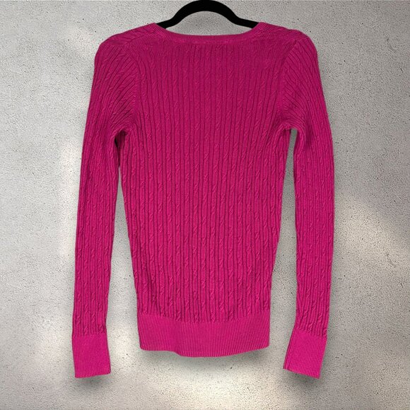 Sonoma Cable Knit V-Neck Sweater Women's XS Pink Long Sleeve Pullover Y2K Preppy - Picture 4 of 9